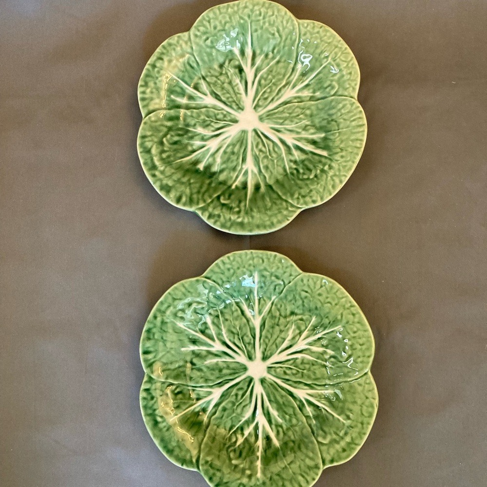 Bordallo Pinheiro Green Cabbage Luncheon Plates-Set of 2